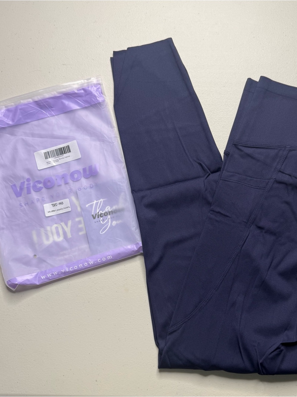 Viconow Women’s Tummy Control High Waist Leggings Side Pockets 3XL Navy